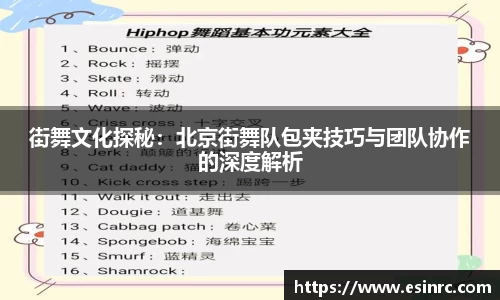 街舞文化探秘：北京街舞队包夹技巧与团队协作的深度解析